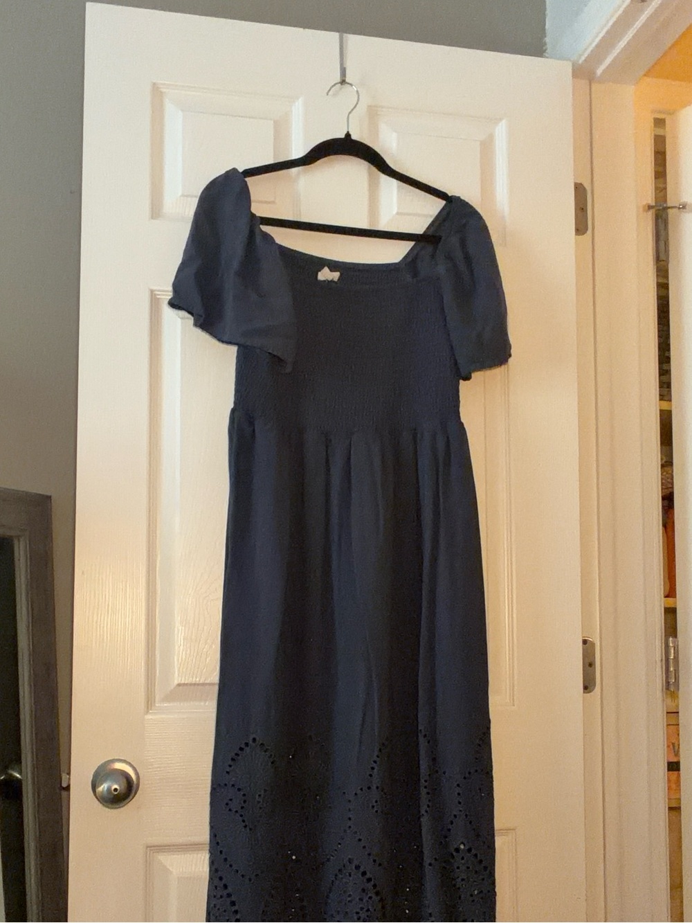 Maurices Navy Smocked Eyelet Midi Dress XL - Picture 2 of 2